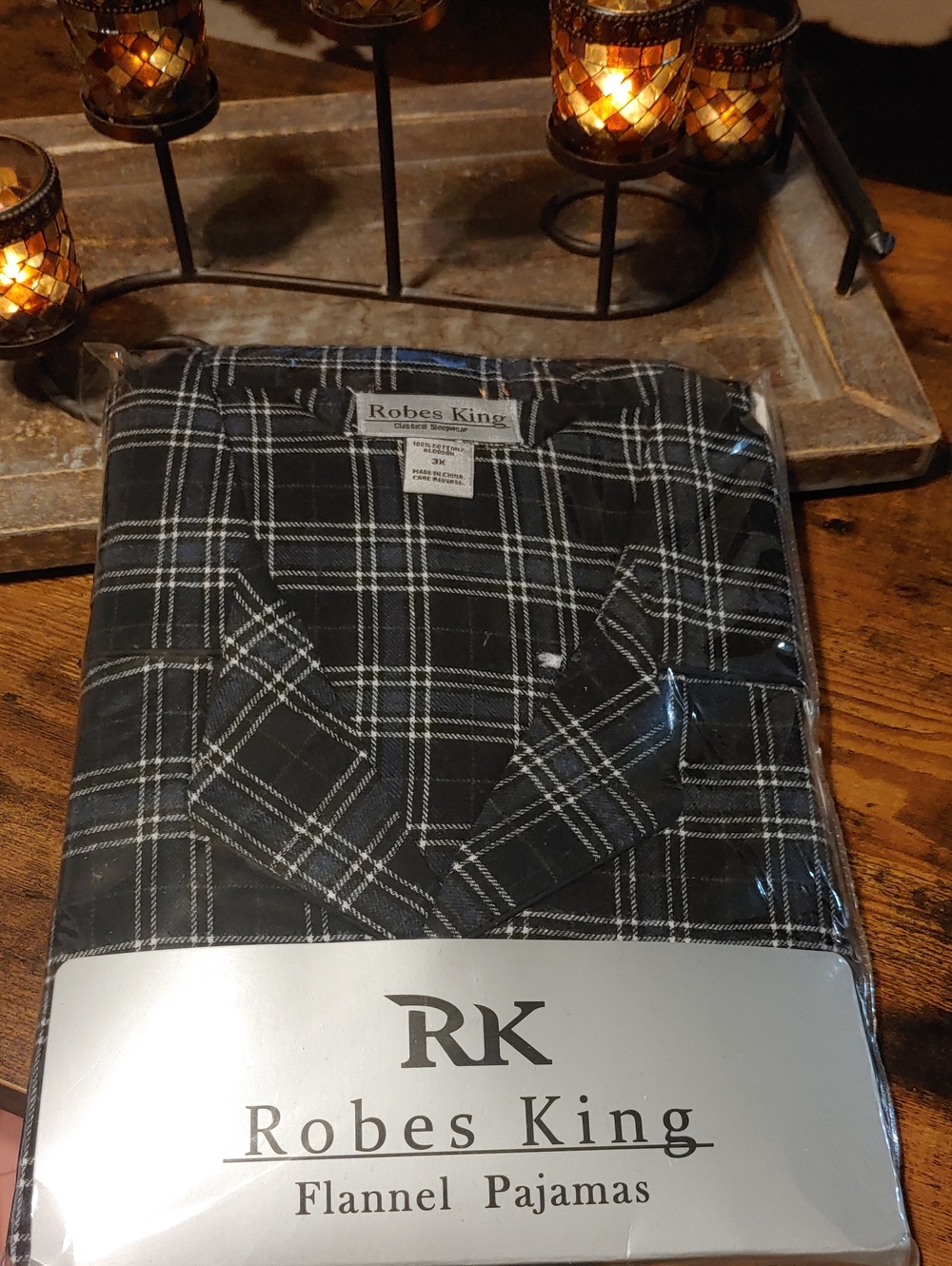 NWT Men's RK Robes King 3X Black Flannel Pajama Set